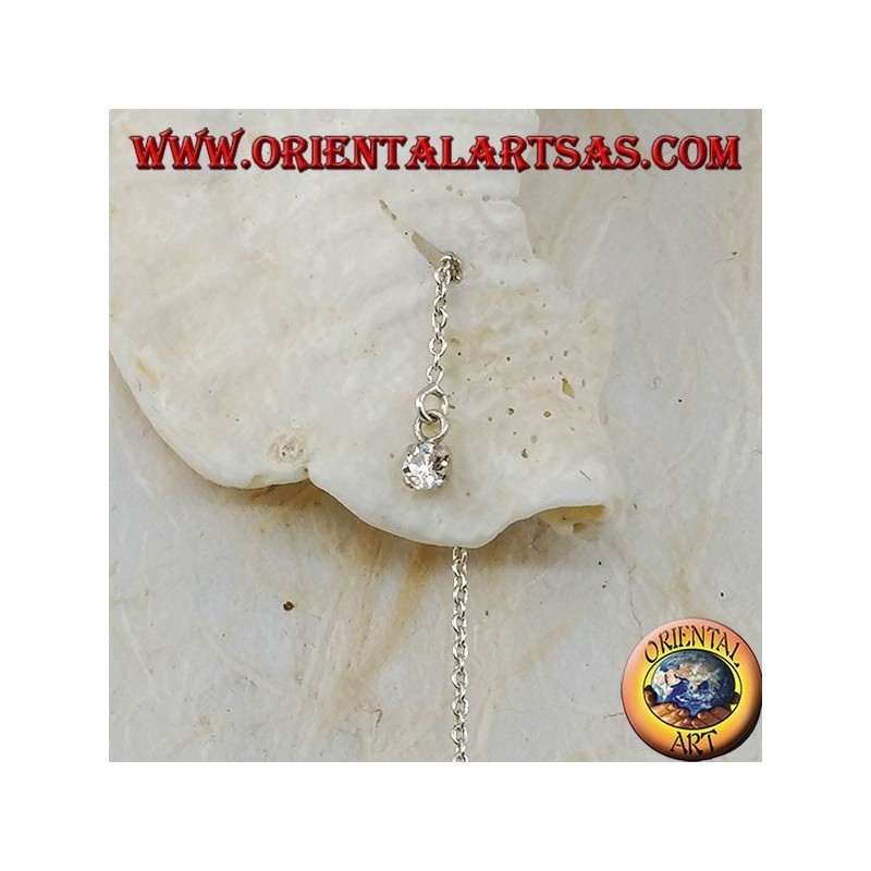 Silberne Kettenohrringe mit 15 cm weißem Zirkon-Set