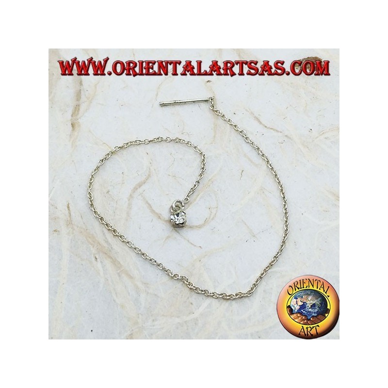 Pendientes de cadena de plata con circonita blanca de 15 cm.