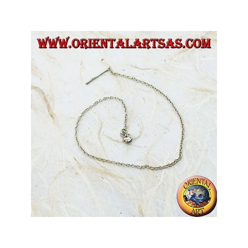 Silver chain earrings with 15 cm white zircon set