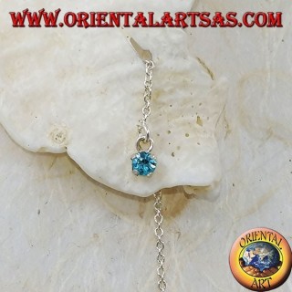 Silver chain earrings with a light blue zircon set 15 cm