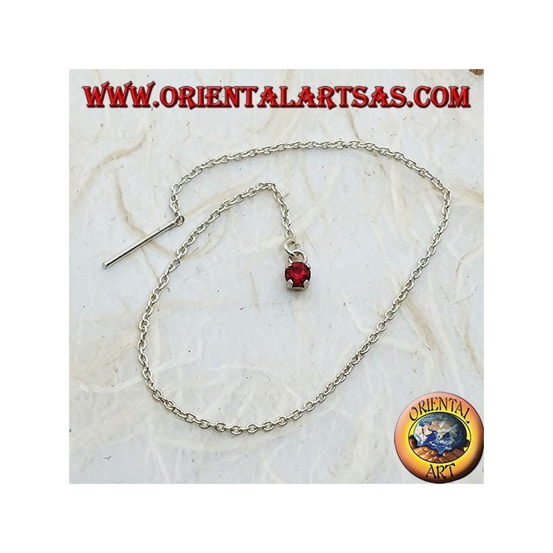 Silberne Kettenohrringe mit 15 cm rotem Zirkon