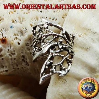 Orecchino Ear Cuff in argento, foglie arrotolate