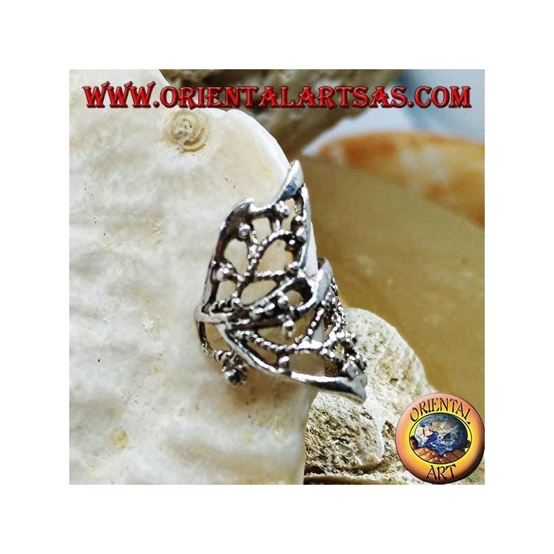 Orecchino Ear Cuff in argento, foglie arrotolate