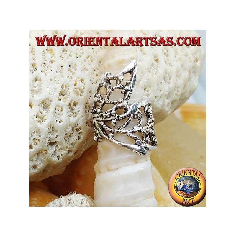 Orecchino Ear Cuff in argento, foglie arrotolate