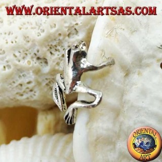 Silver ear cuff earring, frog