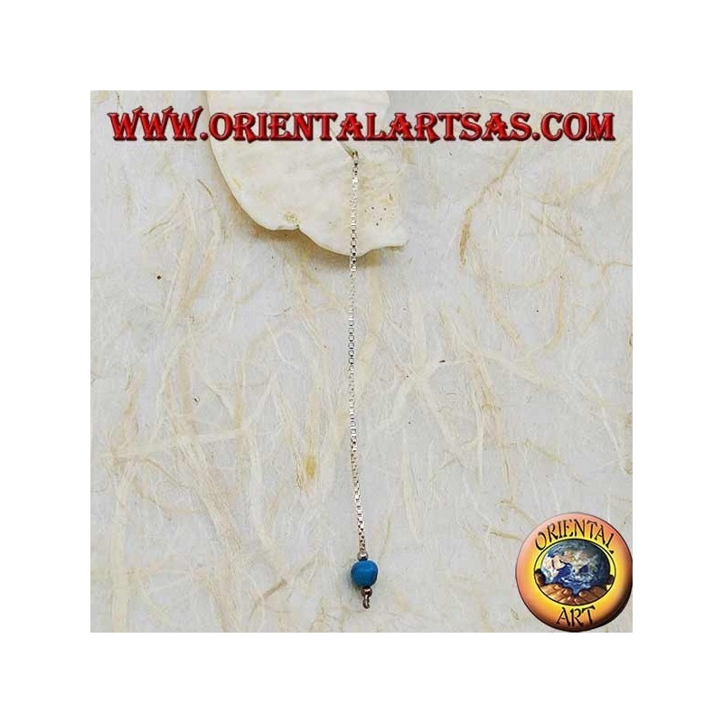 Pendientes mariposa de plata con cadena gruesa y bola turquesa de 7 cm.