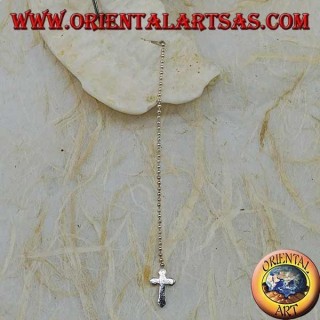 Silberne Schmetterlingsohrringe mit Kugelkette und 7 cm Kreuz