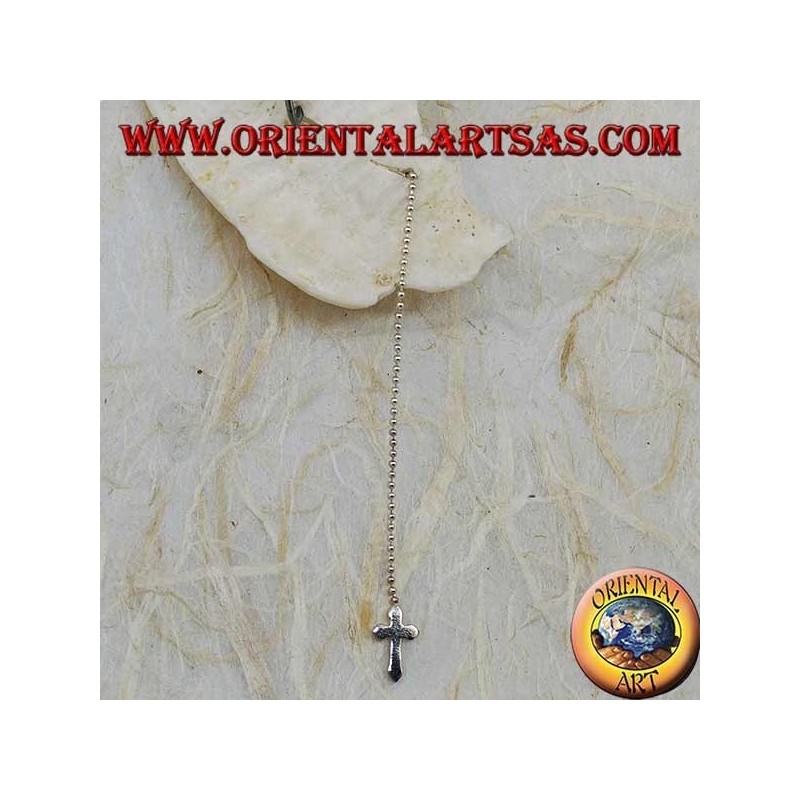 Silberne Schmetterlingsohrringe mit Kugelkette und 7 cm Kreuz