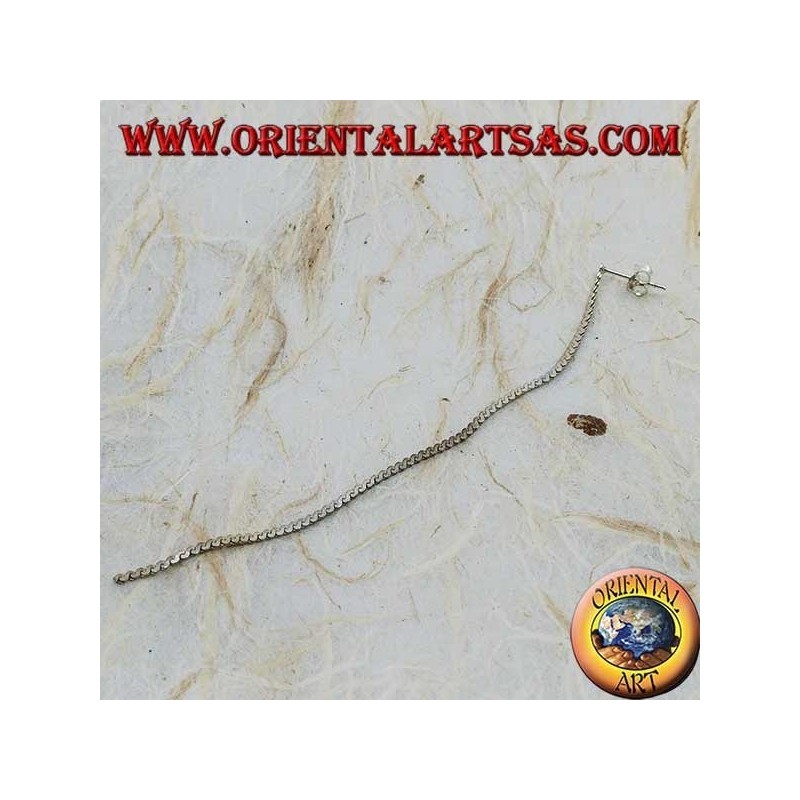 Orecchini in argento a farfalla con catenina a intreccio spesso schiacciata da 10 cm