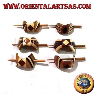 Hairpin with wooden pin with mosaic composition