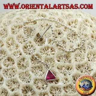 Boucles d'oreilles papillon en argent avec chaîne boule et zircon triangulaire magenta 11 cm