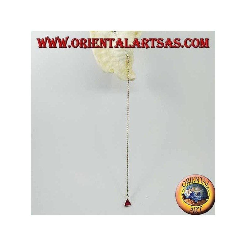 Silberne Schmetterlingsohrringe mit Kugelkette und 11 cm dreieckigem Magenta-Zirkon