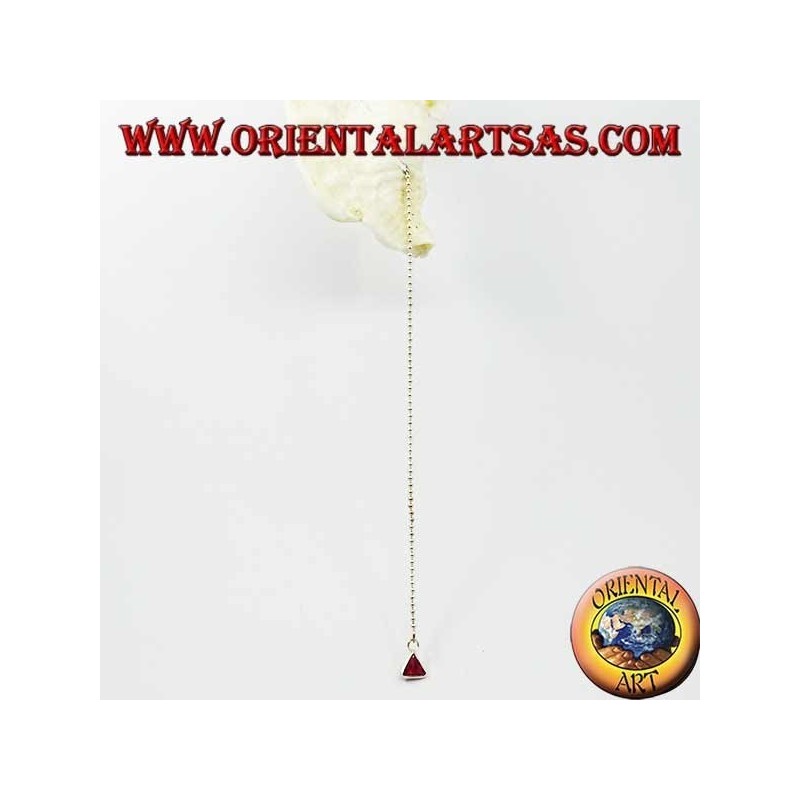 Silberne Schmetterlingsohrringe mit Kugelkette und 11 cm dreieckigem Magenta-Zirkon