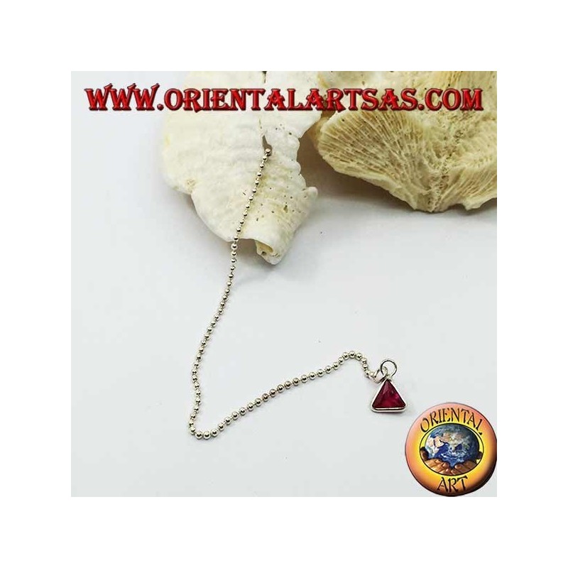 Orecchini in argento a farfalla con catenina a palline e zircone triangolare magenta da 11 cm