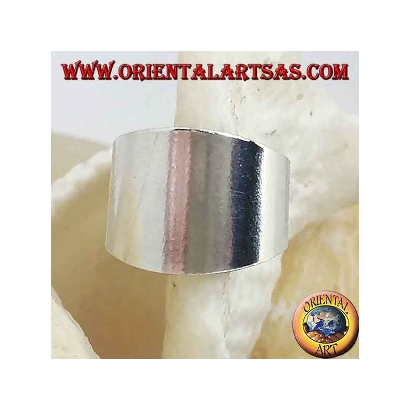 Boucle d'oreille en argent, bande large lisse