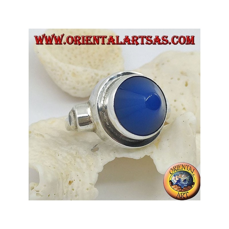 silver ring with conical blue agate