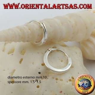Orecchino in argento, cerchio liscio a sezione quadrata da 10 mm