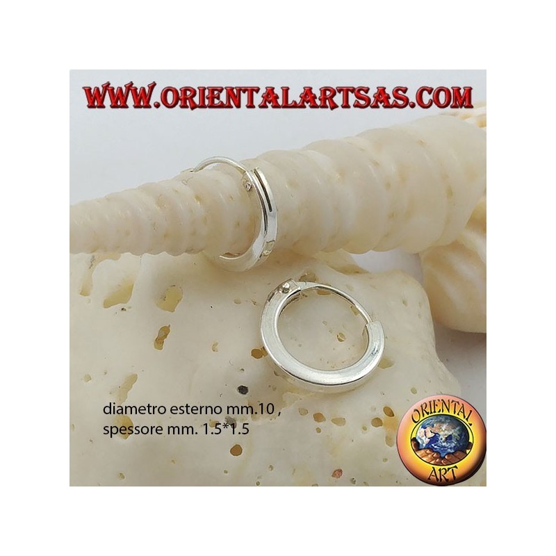 Silberohrring, glatter Kreis mit 10 mm quadratischem Querschnitt