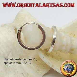 Silberohrring, glatter Kreis mit 12 mm quadratischem Querschnitt