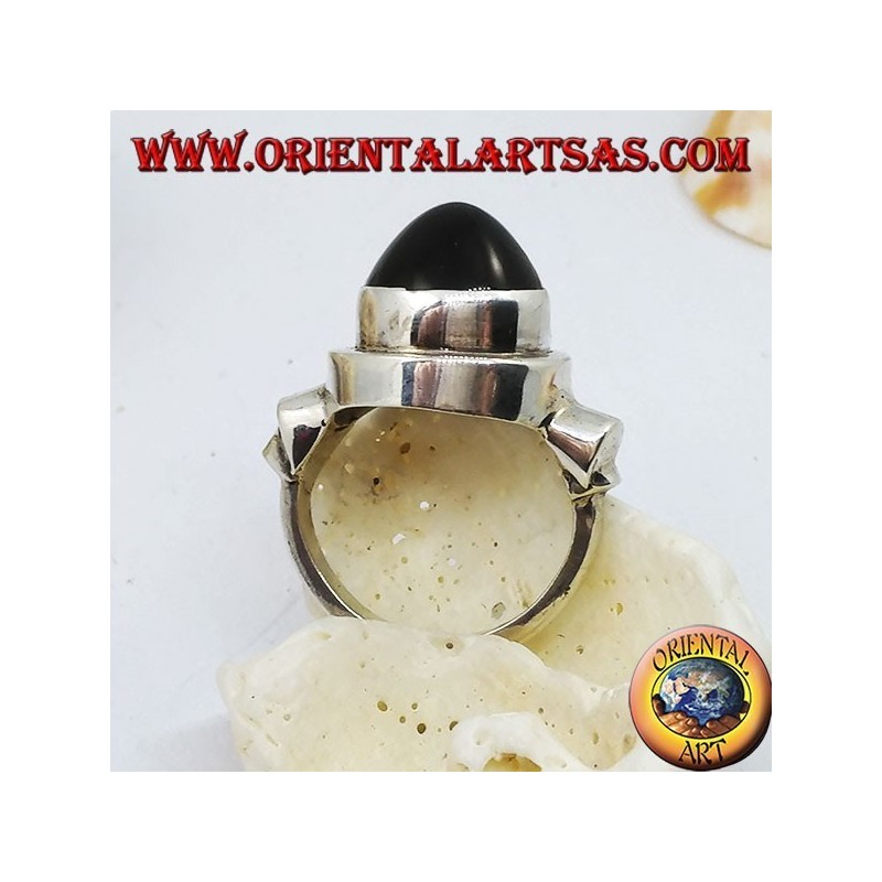 Silver ring with conical onyx