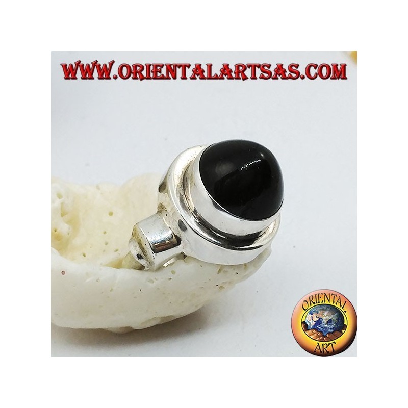 Silver ring with conical onyx