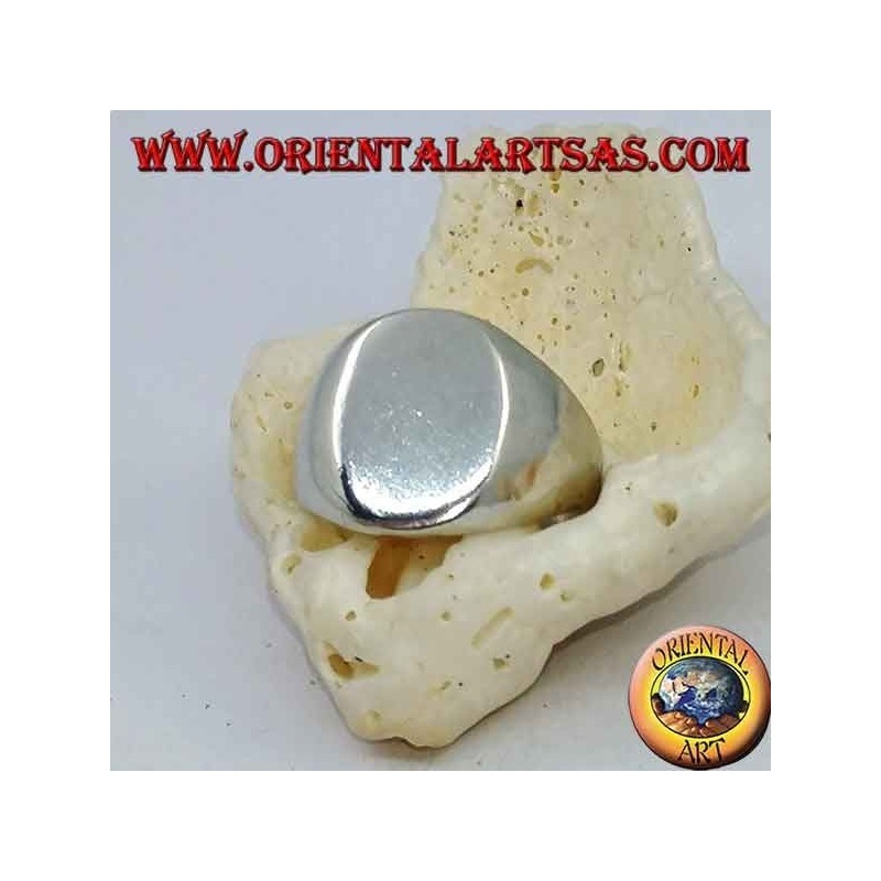 Flacher ovaler Chevalier-Silberring (10 * 13 mm)
