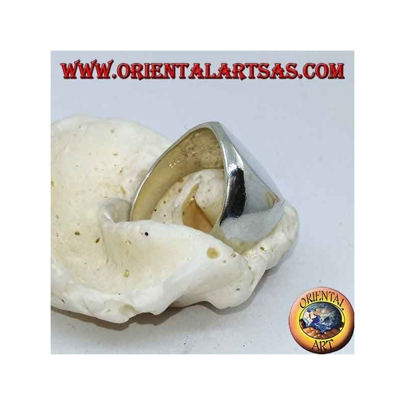 Flat oval chevalier silver ring (10 * 13mm)