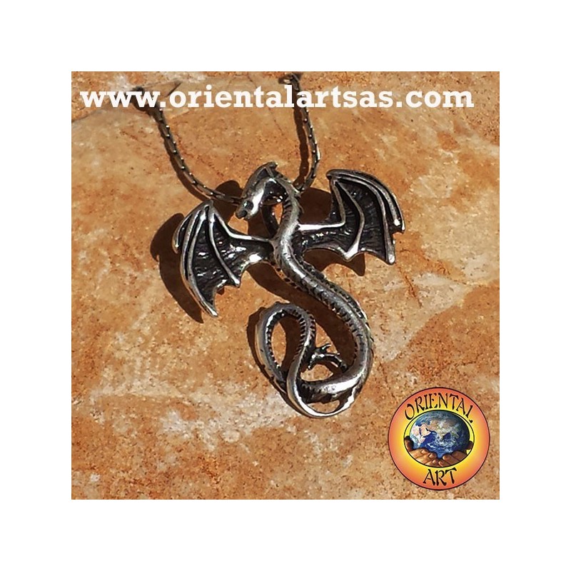 Pendentif celtique de dragon basilic argent