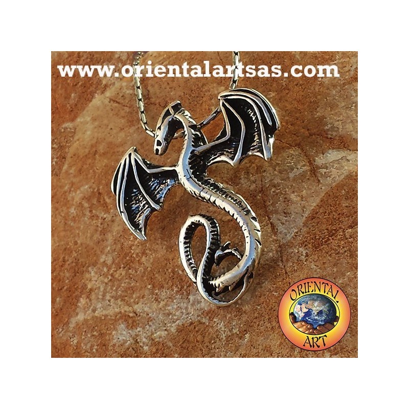 Pendant celtic dragon basilisk silver