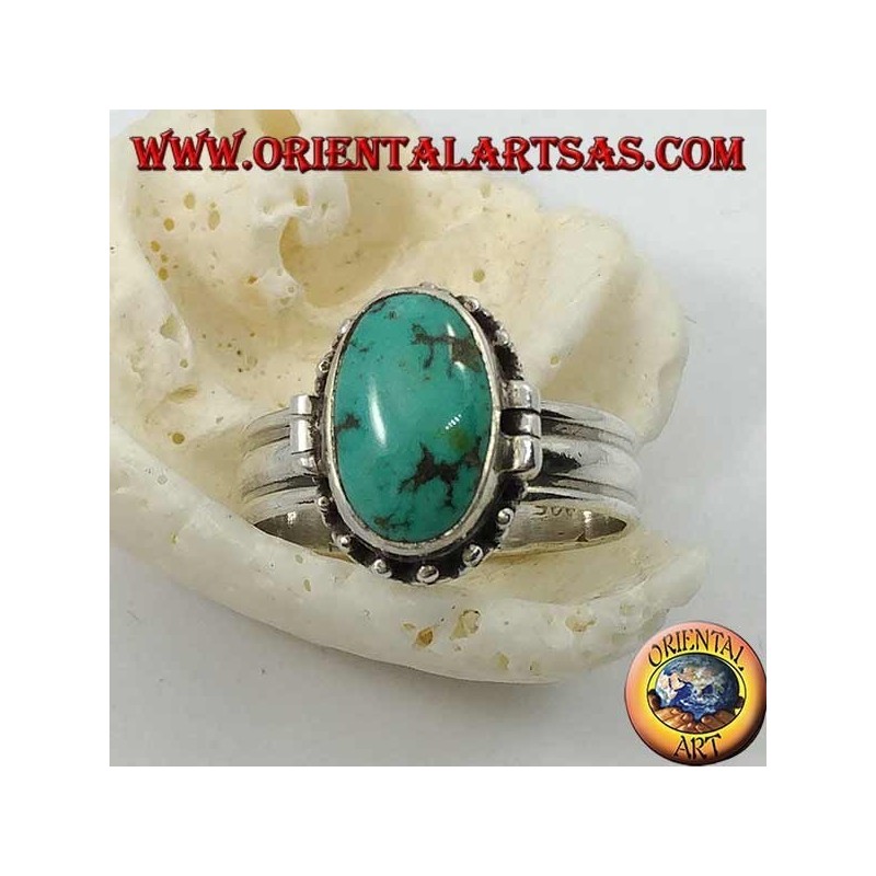 Anello in argento a scatola con turchese naturale ovale (porta veleno) (18)