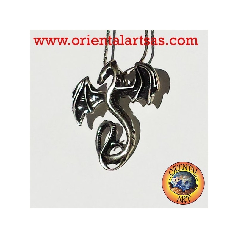 Pendentif celtique de dragon basilic argent