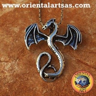 Pendant celtic dragon basilisk silver
