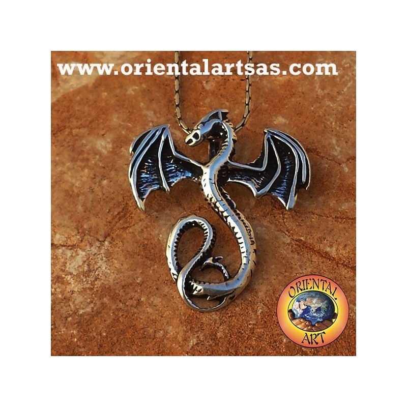 Ciondolo drago celtico basilisco in argento