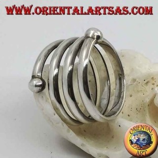 Anillo de plata, resorte de tres vueltas con bola final