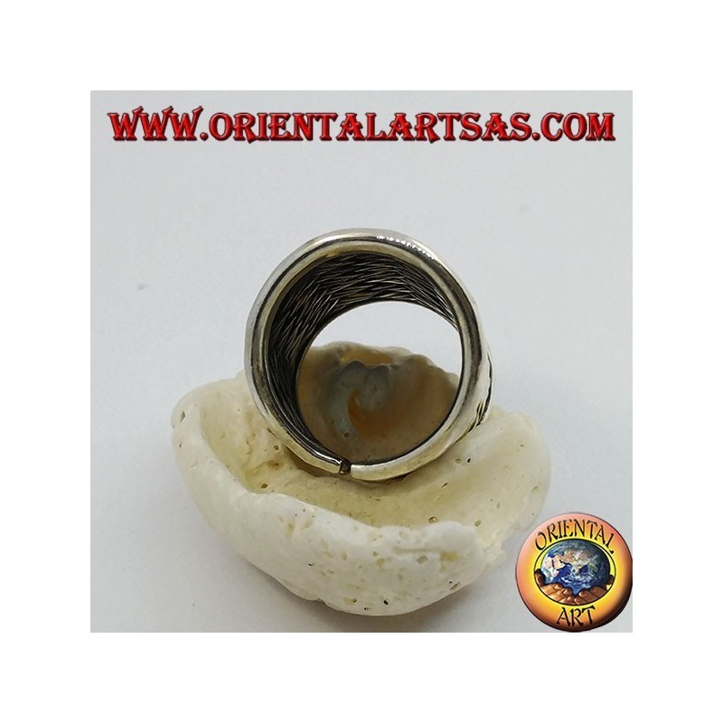 Anello in argento a fascia larga con decorazione a reticolo intrecciato (stile paglia), Karen