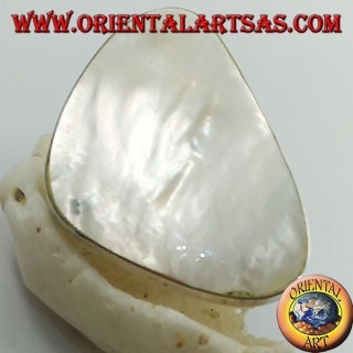 Bague en argent avec ensemble de nacre triangulaire réglable (taille libre)