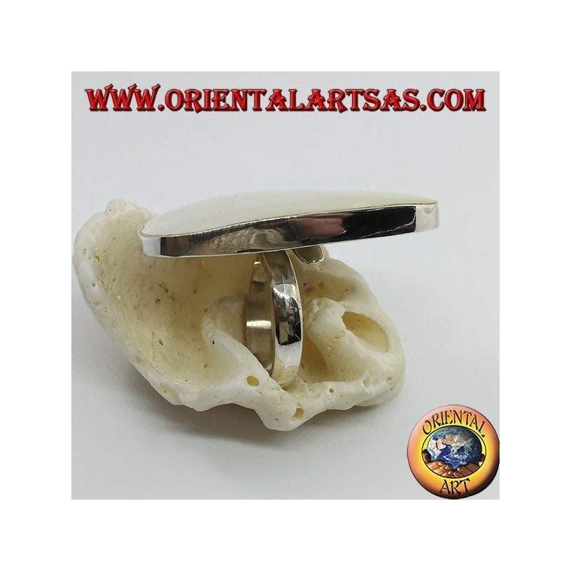 Silberring mit verstellbarem dreieckigem Perlmutt-Set (freie Größe)