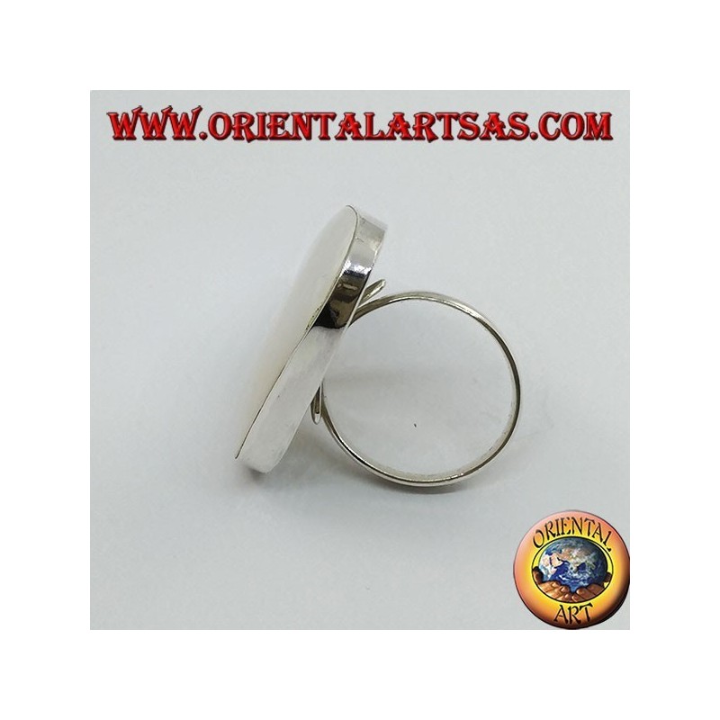 Bague en argent avec ensemble de nacre triangulaire réglable (taille libre)