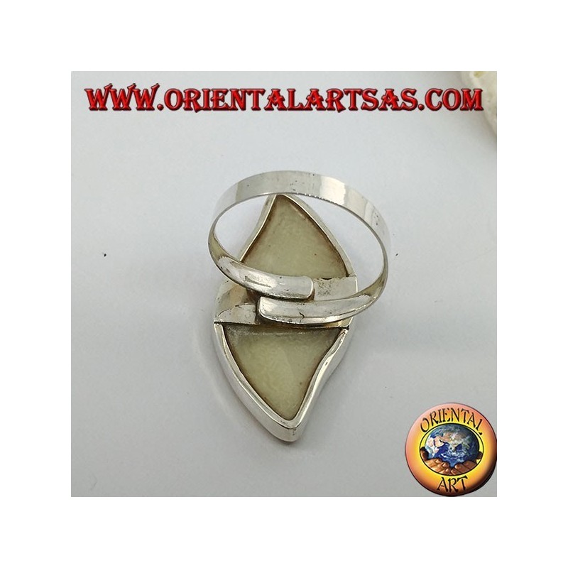 Silberring mit gewundenem oval verstellbarem Perlmutt (freie Größe)