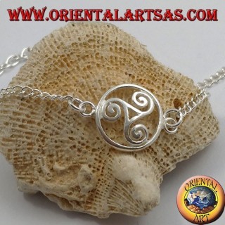 Pulsera de plata suave con cadena con triskell en el círculo en el centro