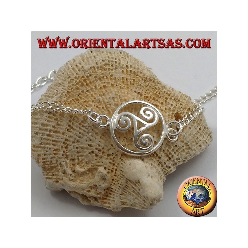 Pulsera de plata suave con cadena con triskell en el círculo en el centro