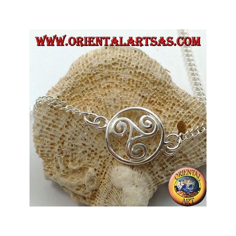 Pulsera de plata suave con cadena con triskell en el círculo en el centro