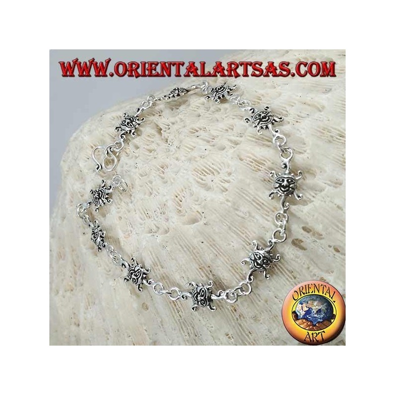 Weiches Silberarmband mit Sonne mit graviertem Gesicht