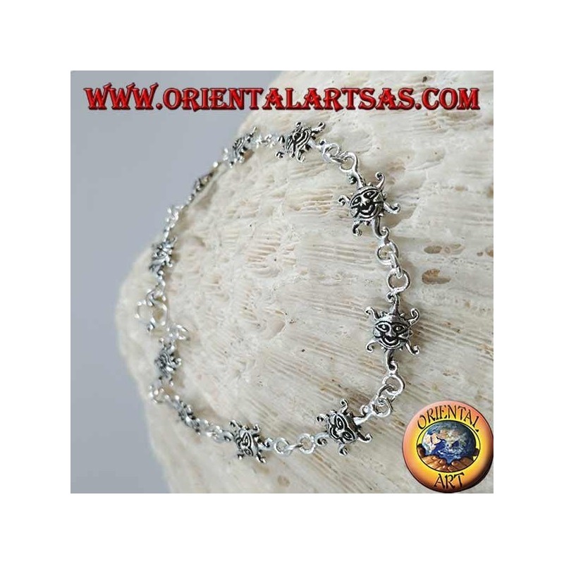Pulsera de plata suave con sol con cara grabada