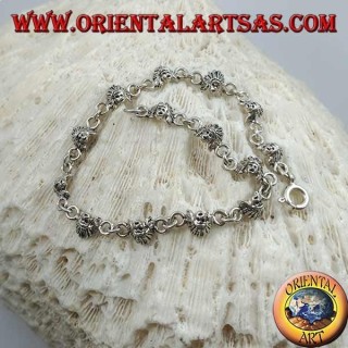 Soft silver bracelet with faces of a native American Indian