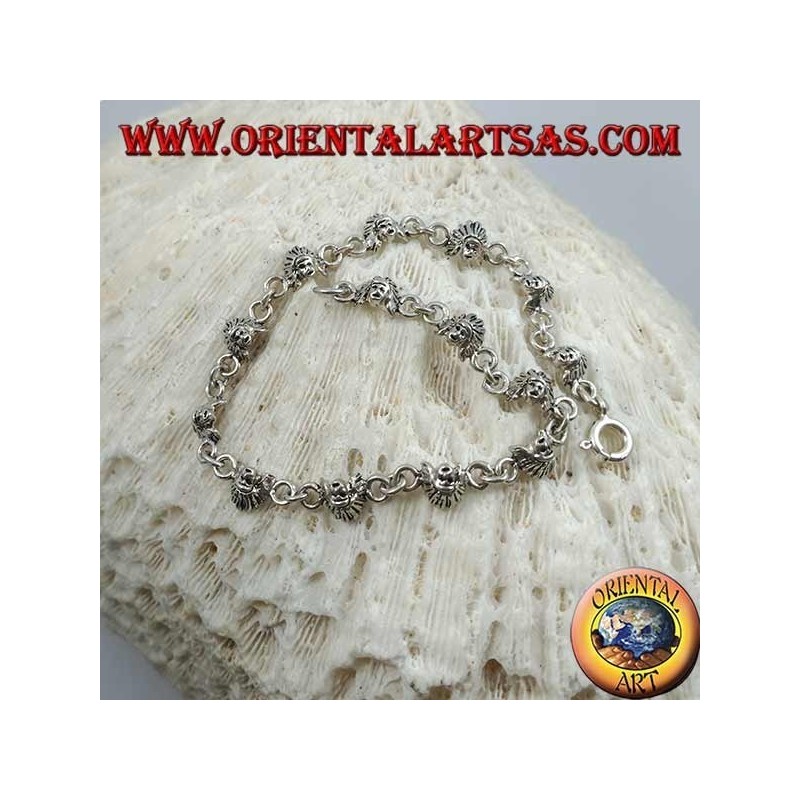 Weiches Silberarmband mit Gesichtern eines indianischen Ureinwohners