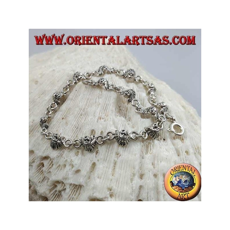 Bracelet en argent doux avec des visages d'un Indien amérindien