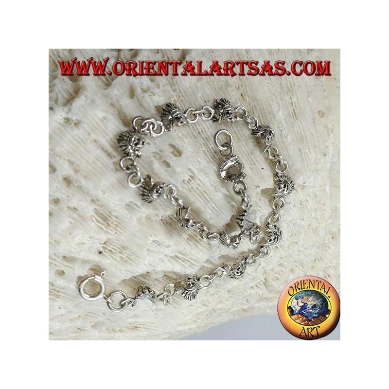 Pulsera de plata suave con caras de un indio nativo americano