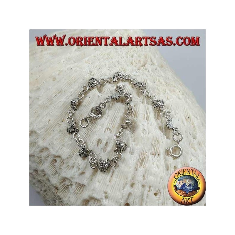 Soft silver bracelet with faces of a native American Indian