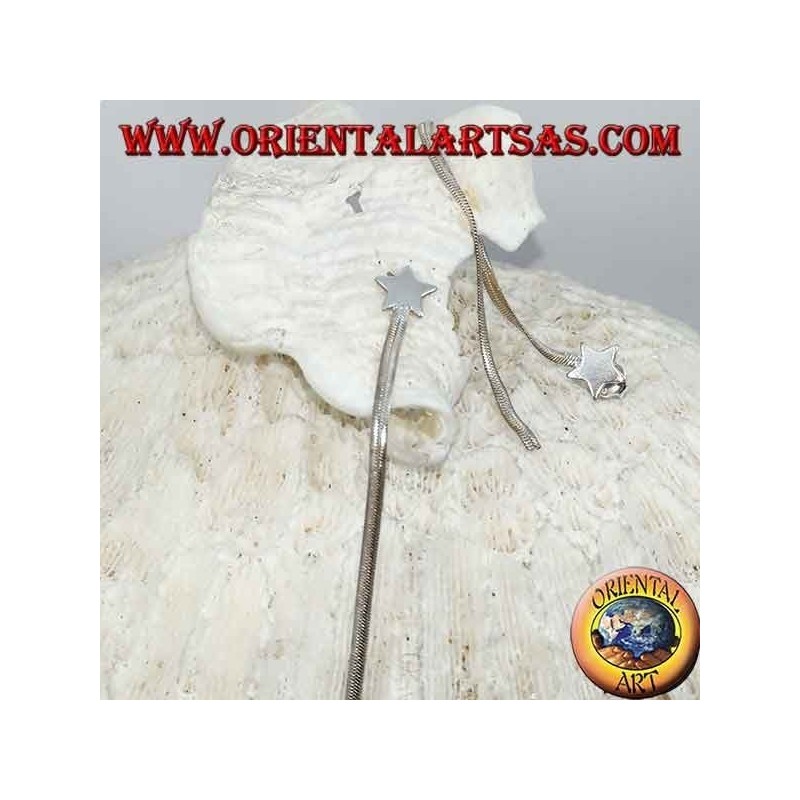 Orecchini in argento a farfalla con stella a lobo e catenina stile snake da 10 cm